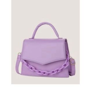 Chain decor flap satchel bag